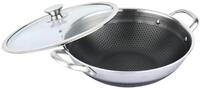 Cheffinger Wok Topf Edelstahl Wabenstruktur &Oslash;36cm Induktion Anti Haft Kratzfest