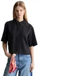Marc O'Polo DENIM Kurzarmbluse Croped, relaxed fit blau XS (34)