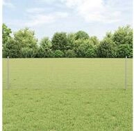 vidaXL Zaun, Zaun mit Pfosten Silber 0,6 x 100 m Stahl