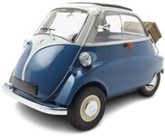 Minichamps Modellauto BMW Isetta 1955 blau wei&szlig;, Ma&szlig;stab 1:18