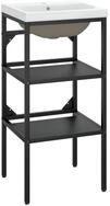 vidaXL Badregal Badezimmer-Waschtischgestell mit Waschbecken Schwarz Eisen, 1-tlg.