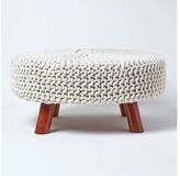 Homescapes Fu&szlig;hocker Gestrickter Fu&szlig;hocker, 30 cm hoch, Natur