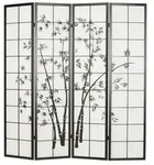 Homestyle4u Paravent Holz Raumteiler Bambus Shoji in Schwarz Sichtschutz Indoor...