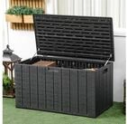 Outsunny Gartenbox mit Rollen, Griffmulden (doppelwandiger Wasserdicht Kissenbox, 1