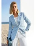 MADELEINE Kurzblazer Sommerlicher Seersucker-Blazer, Streifen Uni-Look mit
