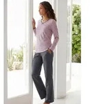 H.I.S Pyjama (Set, 2 tlg) mit garngef&auml;rbten Streifen rosa 32/34