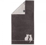 Caw&ouml; Badet&uuml;cher Duschtuch Cute Cats Katze You & Me Basalt Platin (80x150cm)