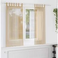 vidaXL Vorhang, Voile Vorh&auml;nge mit Stangentaschen 2 Stk. Sandfarbe
