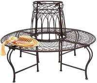 DanDiBo Rundbank Metall Wetterfest Braun &Oslash; 130 cm Baumbank 96003 Gartenbank