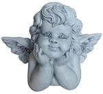relaxdays Engelfigur Liegender Grabengel 31 cm, grau