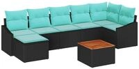 vidaXL Gartenlounge-Set Gartensofa-set mit Kissen 8 pcs Schwarz Poly-Rattan,...