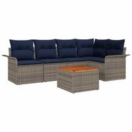 vidaXL Loungesofa Gartensofa-set 6 pcs Grau und Marineblau Poly-Rattan, 6 Teile