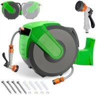 Gardebruk Schlauchtrommel, 30 + 2m Schlauchaufroller Wasser Handbrause 7 Funktionen