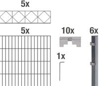Alberts Doppelstabmattenzaun Bergen, (Set), anthrazit, H&ouml;he: 100-160cm,