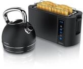 Arendo Fr&uuml;hst&uuml;cks-Set Edelstahl Wasserkocher 1,7l, 4-Scheiben Langschlitz Toaster,