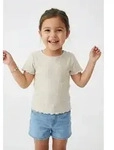 KIDS ONLY T-Shirt KOGNELLA S/S O-NECK TOP NOOS JRS mit s&uuml;&szlig;er Wellenkante beige