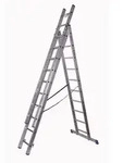 Szagato Schiebeleiter Stehleiter 3x10 Stufen L&auml;nge 5,9m 275x48cm ALU SZAGATO