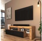 Selsey TV-Schrank ASTEN Asymmetrisches TV-Lowboard, 172 cm, Wotan-Eiche mit schwarzer
