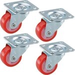 D&ouml;rner + Helmer Schwerlastrolle Set Lenkrollen 30x14mm, PU-Rad, rot TrKr 20kg/Rolle,