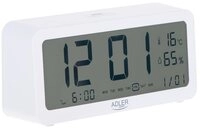 Adler Wecker AD 1195w digital, batteriebetrieben, Temperaturanzeige, wei&szlig;