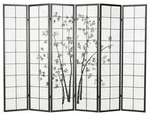 Homestyle4u Paravent Holz Raumteiler Bambus Shoji in Schwarz Sichtschutz Indoor...
