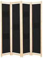 vidaXL Raumteiler 4-teiliger Raumteiler Schwarz 160 x 170 x 4 cm Stoff, 4-tlg.