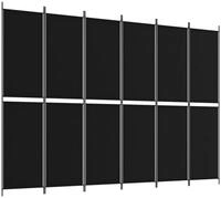 vidaXL Paravent, 6-tlg. Raumteiler Schwarz 300x220 cm Stoff