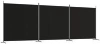 vidaXL Paravent, 3-tlg. Raumteiler Schwarz 525x180 cm Stoff