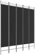 vidaXL Paravent, 5-tlg. Raumteiler Schwarz 200x220 cm Stoff