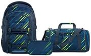 coocazoo Schulranzen Schulrucksack-Set PORTER, Fast Lime 3-teilig (3-teilig),