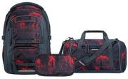 coocazoo Schulranzen Schulrucksack-Set PORTER, Broken Black 3-teilig (3-teilig),