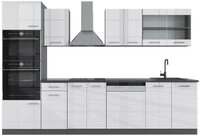 Vicco K&uuml;chenzeile R-Line, Wei&szlig; Hochglanz/Anthrazit, Ohne Arbeitsplatten