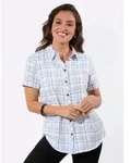 Witt Klassische Bluse Karo-Bluse Kurzarm blau 36