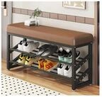 HTI-Living Schuhregal Metall 2 Ebenen mit Sitzkissen Braun, 1 St&uuml;ck 1-tlg.,