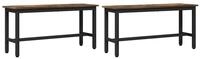vidaXL Essbank Esstischbank 2 pcs Ger&auml;ucherte Eiche 100 x 32,5 x 48,5 cm (2-St)