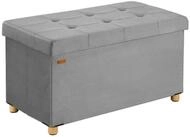 Casaria Sitzbank, Samt Grau Faltbar mit Holzf&uuml;&szlig;en 76x38cm 300kg Belastbarkeit...