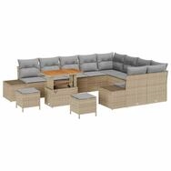 vidaXL Gartenlounge-Set Gartensofa-set mit Kissen 12 pcs Beige Poly-Rattan,...