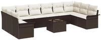 vidaXL Gartenlounge-Set Gartensofa-set mit Kissen 11 pcs Braun Poly-Rattan,...