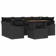 vidaXL Gartenlounge-Set Garten-Sofa-Set mit Speicher 7 pcs Schwarz Poly Rattan,