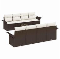 vidaXL Gartenlounge-Set Gartensofa-set mit Kissen 9 pcs Braun Poly-Rattan,...
