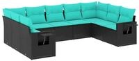 vidaXL Gartenlounge-Set 9-teiliges Gartensofa-Set mit Kissen, schwarzes...