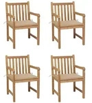 vidaXL Gartenstuhl, Gartenst&uuml;hle 4 Stk. mit Beigen Kissen Massivholz Teak