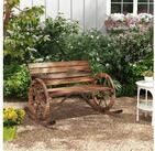Outsunny Schaukelstuhl Schaukelbank aus Holz, Schwingbank mit Armlehne, 2 Sitzer