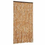 vidaXL Insektenschutz-Vorhang, Fliegenvorhang Ocker und Wei&szlig; 100x200 cm Chenille