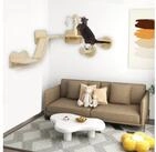 PawHut Katzen-Kletterwand 3-teilig Katzenm&ouml;bel mit Kratzbrett, Sprungplatten,