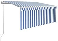 vidaXL Markise Markise Automatisch mit Rollo LED Windsensor 3,5x2,5m Blau Wei&szlig;