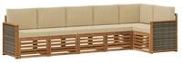 vidaXL Gartenlounge-Set Ecksofa Set 5 pcs Natur Massives nholz und Polyester,...