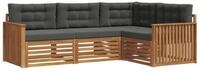 vidaXL Gartenlounge-Set Outdoor-Sofagarnitur mit Kissen 4 pcs Natur und...