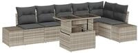 vidaXL Loungesofa Gartensofa-set mit Kissen 7 pcs Hellgrau Poly-Rattan, 7 Teile