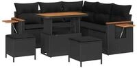 vidaXL Loungesofa Gartensofa-set mit Kissen 9 pcs Schwarz Poly-Rattan, 9 Teile